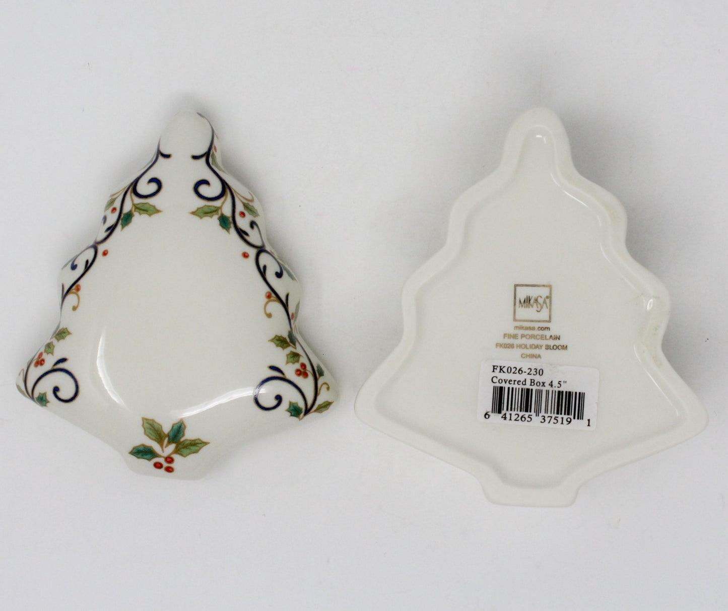 Trinket Box, Mikasa, Christmas Tree Shaped, Holiday Bloom