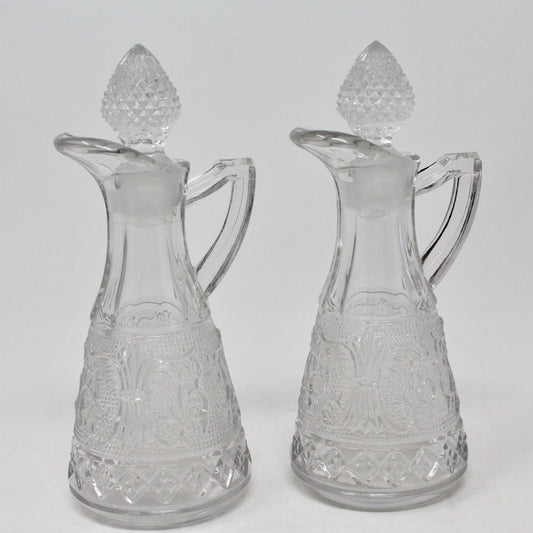 Cruets, Duncan Miller, Sandwich Clear, Set of 2, Vintage