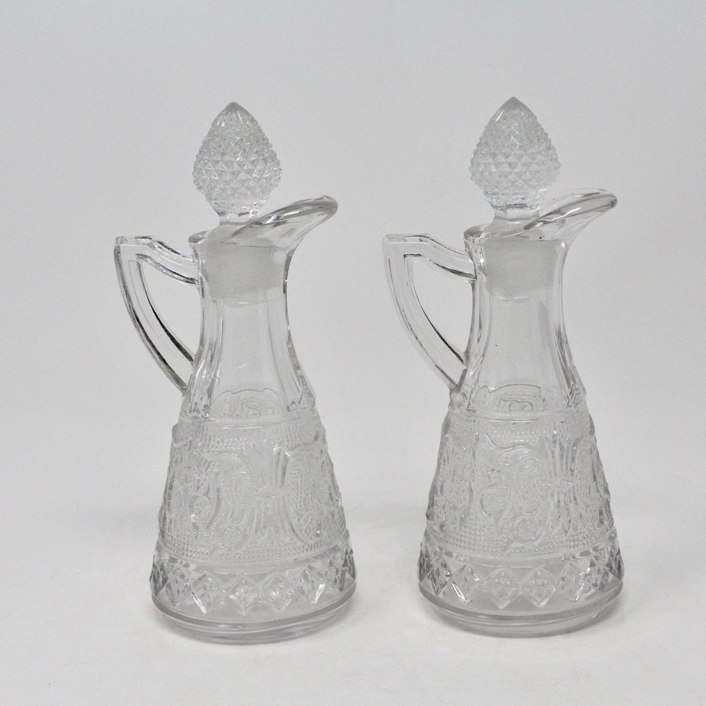 Cruets, Duncan Miller, Sandwich Clear, Set of 2, Vintage