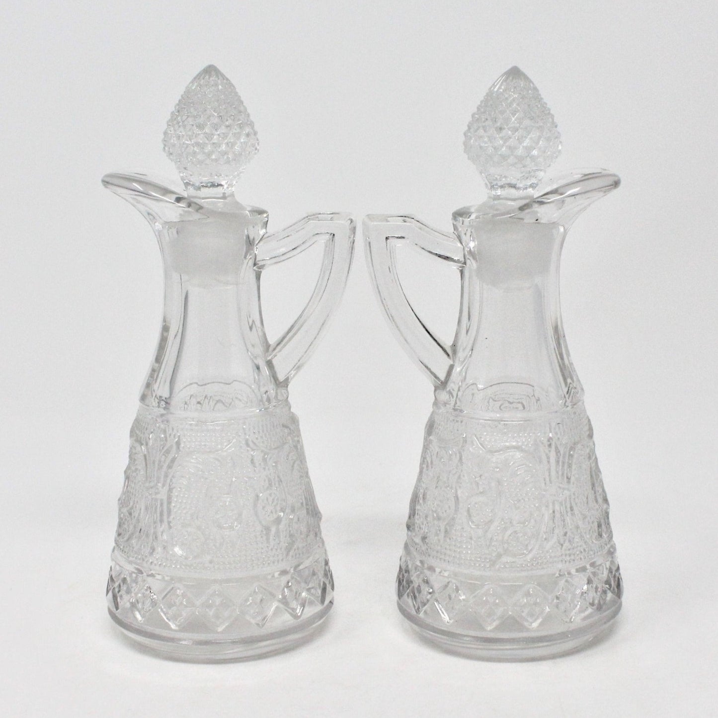 Cruets, Duncan Miller, Sandwich Clear, Set of 2, Vintage