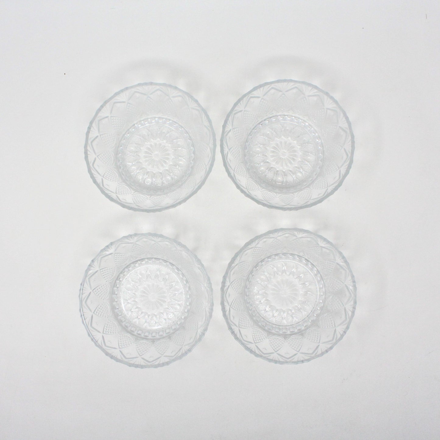 Fruit/Dessert Bowls, Pineapple Fan Clear Pattern, Set of 4