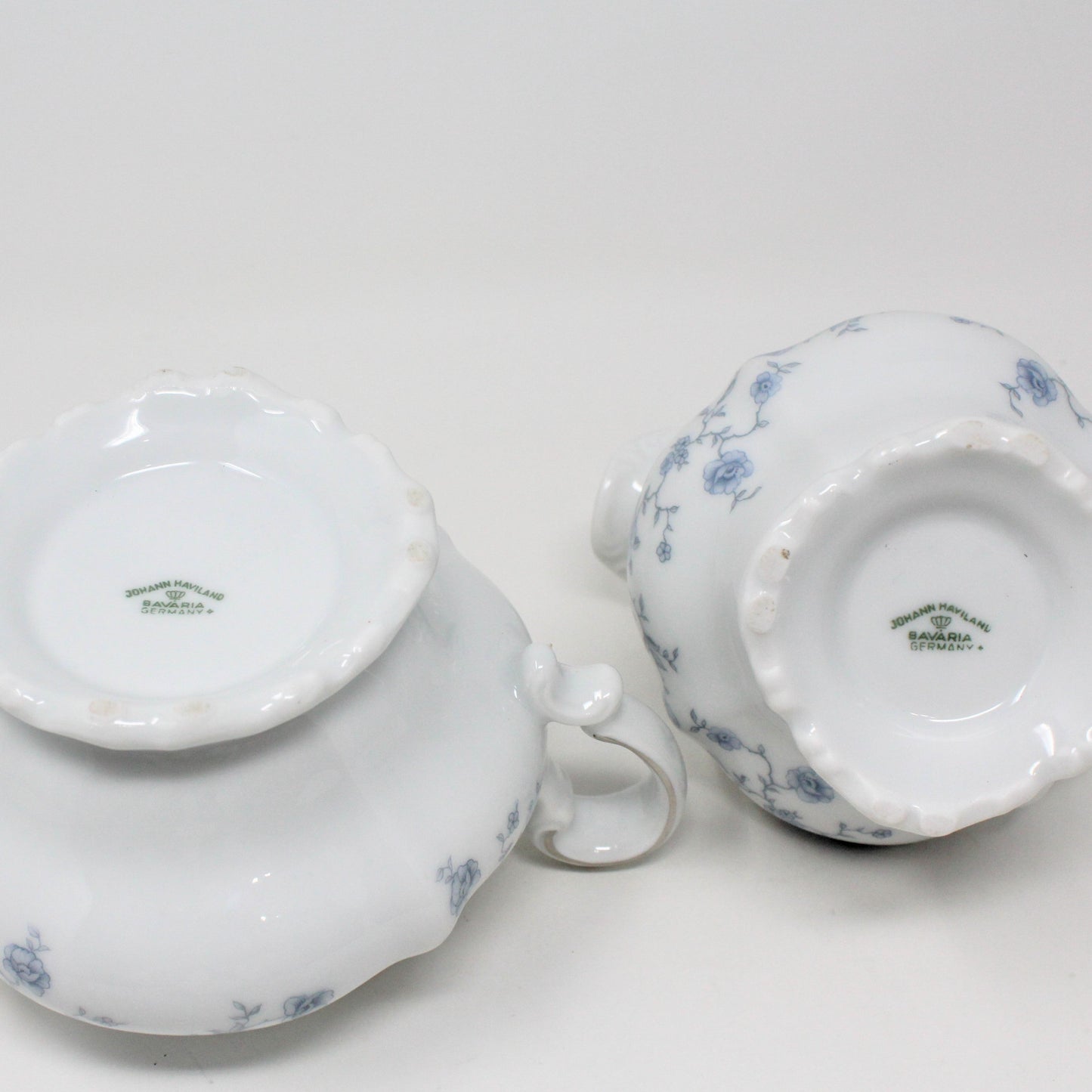 Creamer & Sugar with Lid, Johann Haviland, Blue Garland, Bavaria Vintage