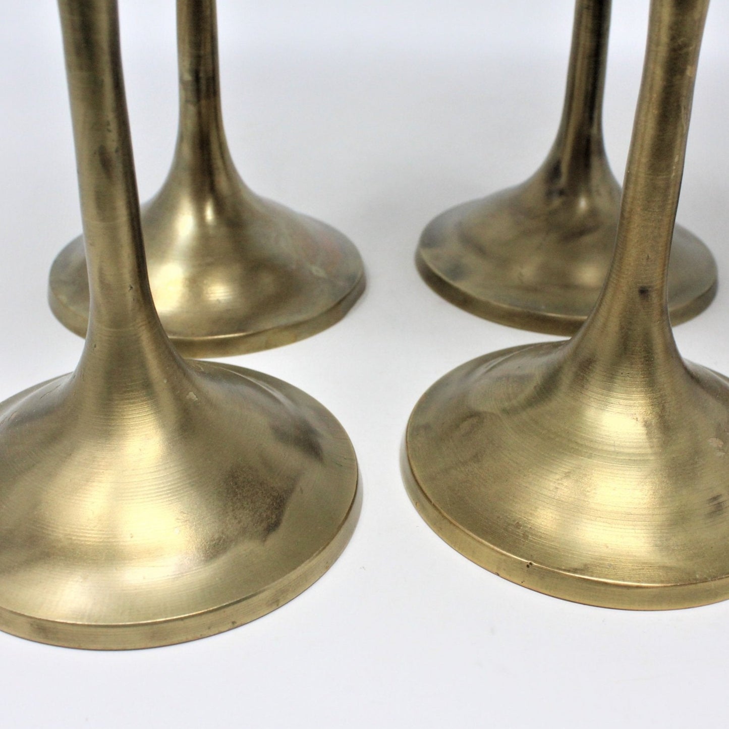 Wine Glasses, Hand Carved Brass, Set of 6, Vintage