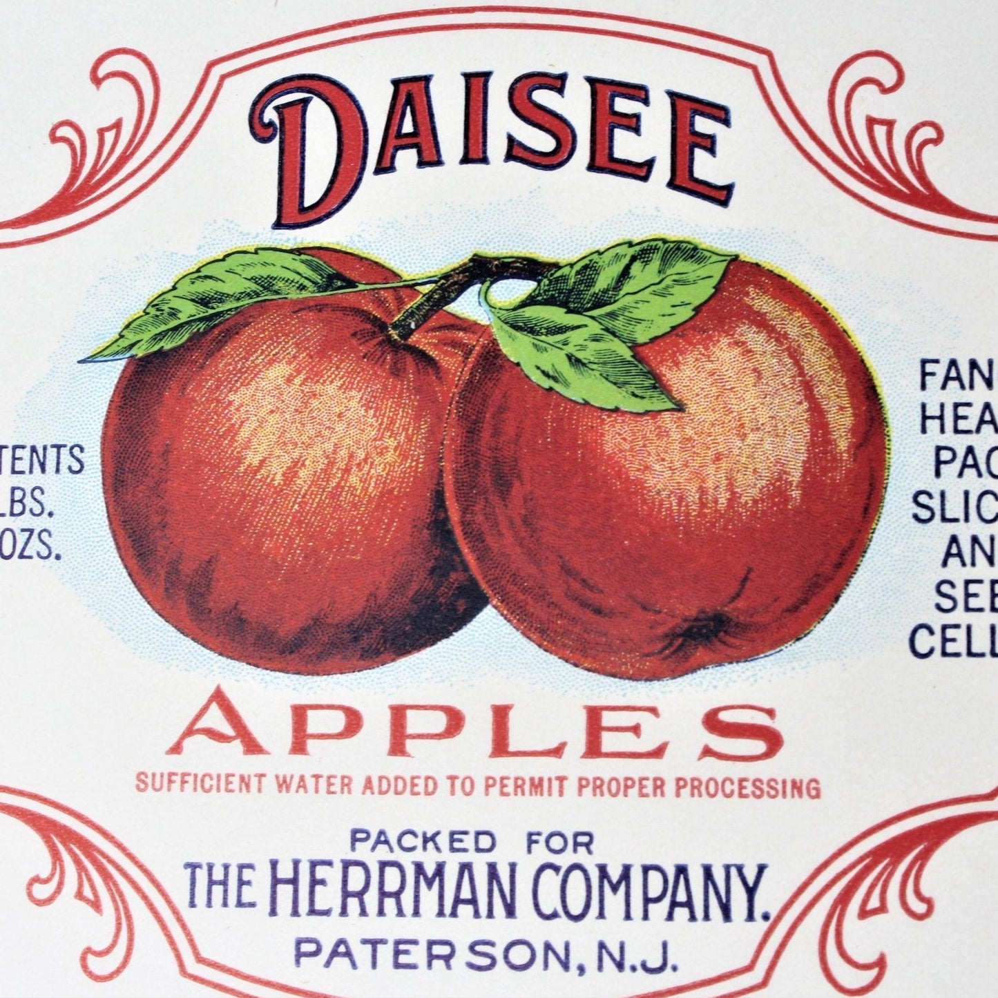 Can Label, Daisee Apples,  Original Lithograph, Rare, NOS, Antique