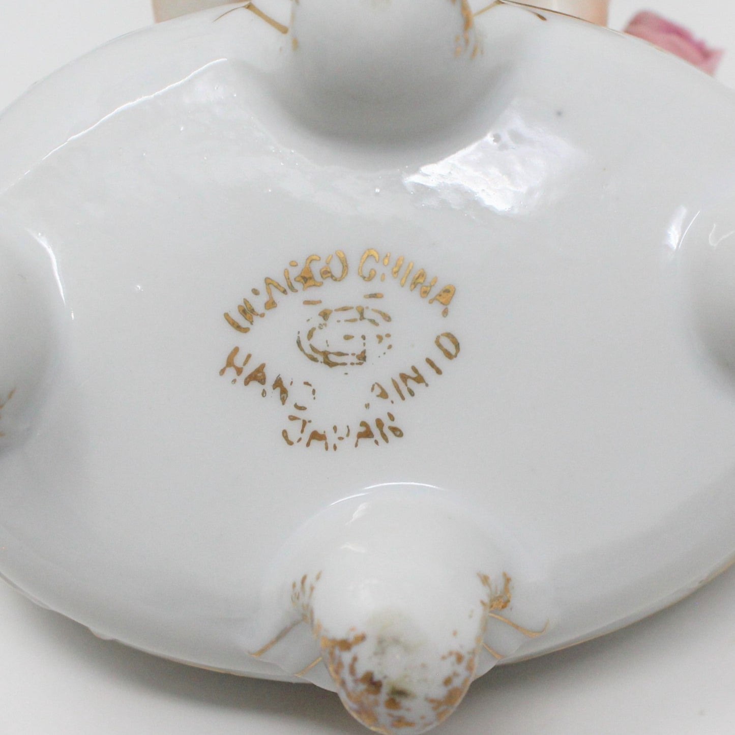 Trinket Box, Ucagco, Cherub Angel, Hand Painted, Porcelain Applied Roses, Vintage