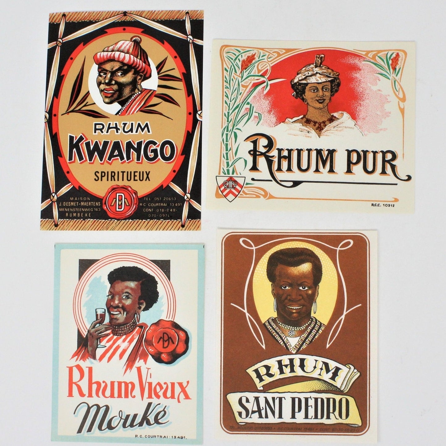 Rum Labels, Martinique Rhum, Set of 4, NOS, Vintage