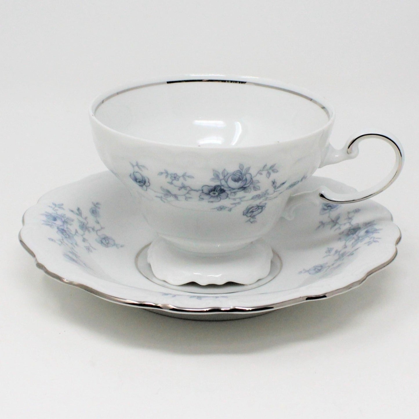 Teacup and Saucer, Johann Haviland, Blue Garland, Bavaria, Vintage, Set of 5, SOLD