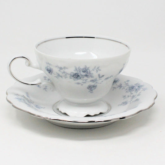 Teacup and Saucer, Johann Haviland, Blue Garland, Bavaria, Vintage, Set of 5, SOLD
