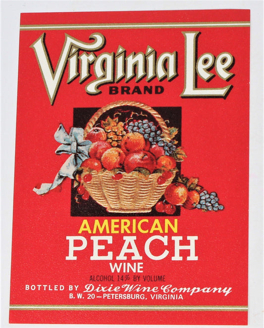 Vintage Wine Label, Virginia Lee Peach Wine, Uncirculated