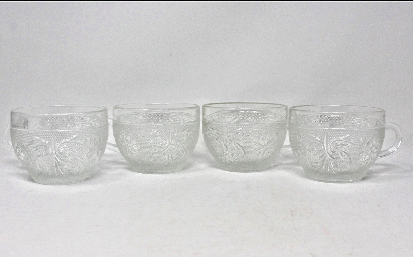 Coffee Cup, Indiana Glass / Tiara, Sandwich Clear Set of 4, Vintage