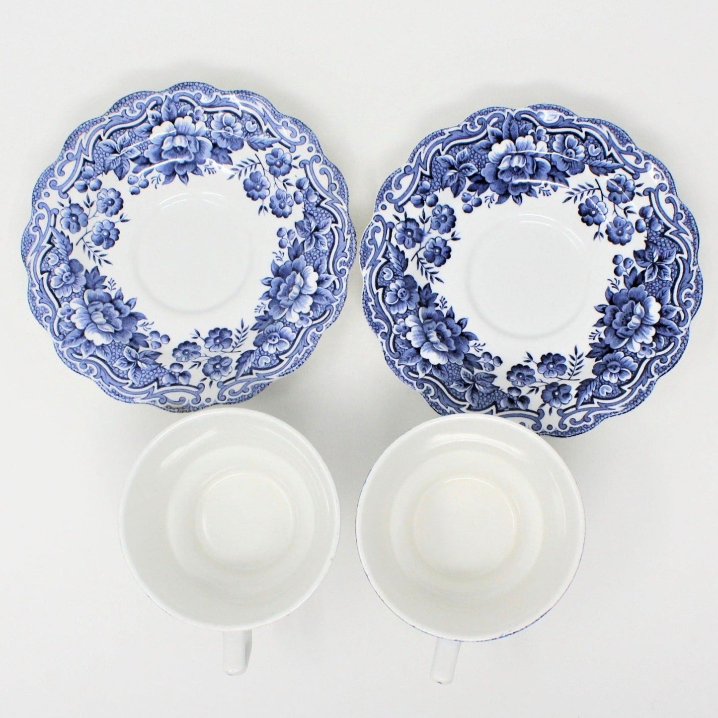 Teacup and Saucer, Ridgway Staffordshire, Marlborough Blue, England, Set of 2, Vintage, SOLD