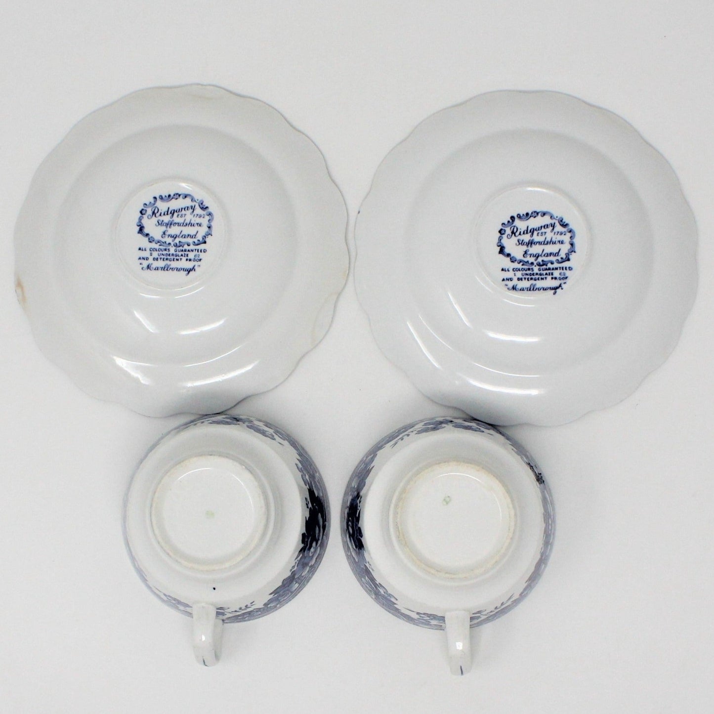 Teacup and Saucer, Ridgway Staffordshire, Marlborough Blue, England, Set of 2, Vintage, SOLD