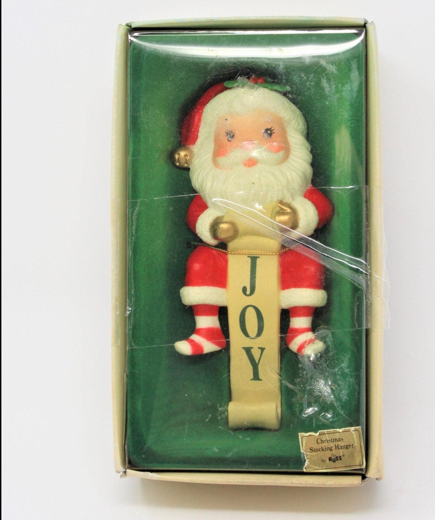 Stocking Hanger, Russ Berrie 4660, Santa Joy, Vintage, Hong Kong