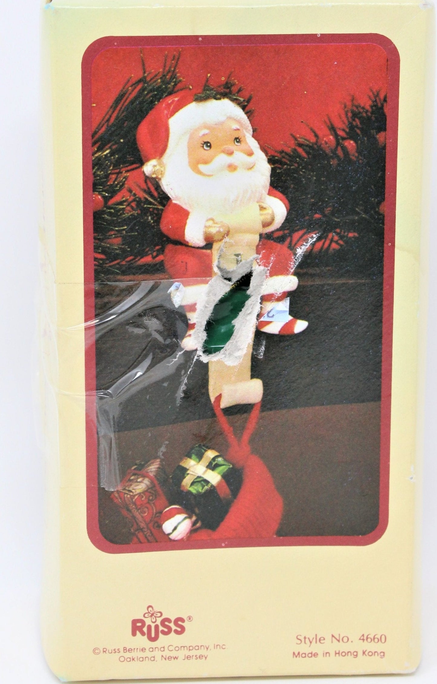 Stocking Hanger, Russ Berrie 4660, Santa Joy, Vintage, Hong Kong