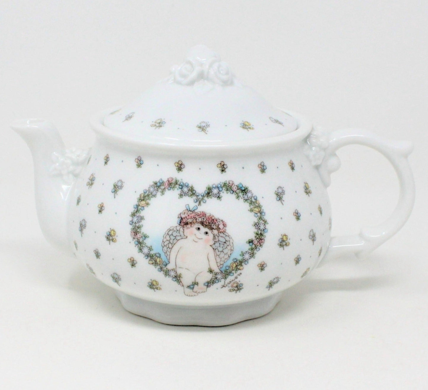 Teapot, Cast Art, Dreamsicles, Angel Cherub with Heart, Vintage