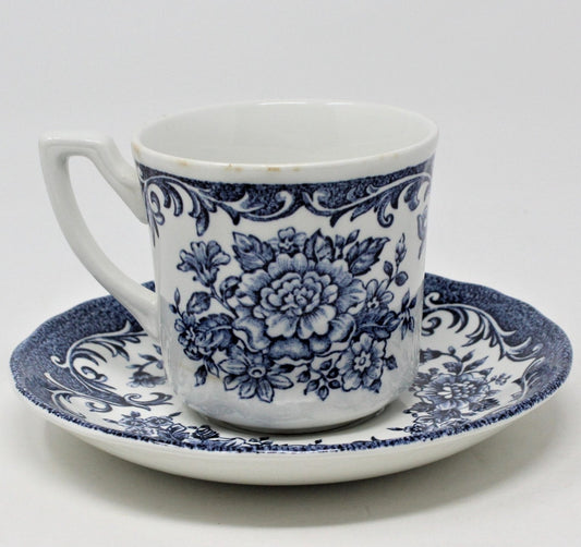 Coffee Cup and Saucer, J&G Meakin, Avondale Blue, Ironstone, Set of 2, Vintage