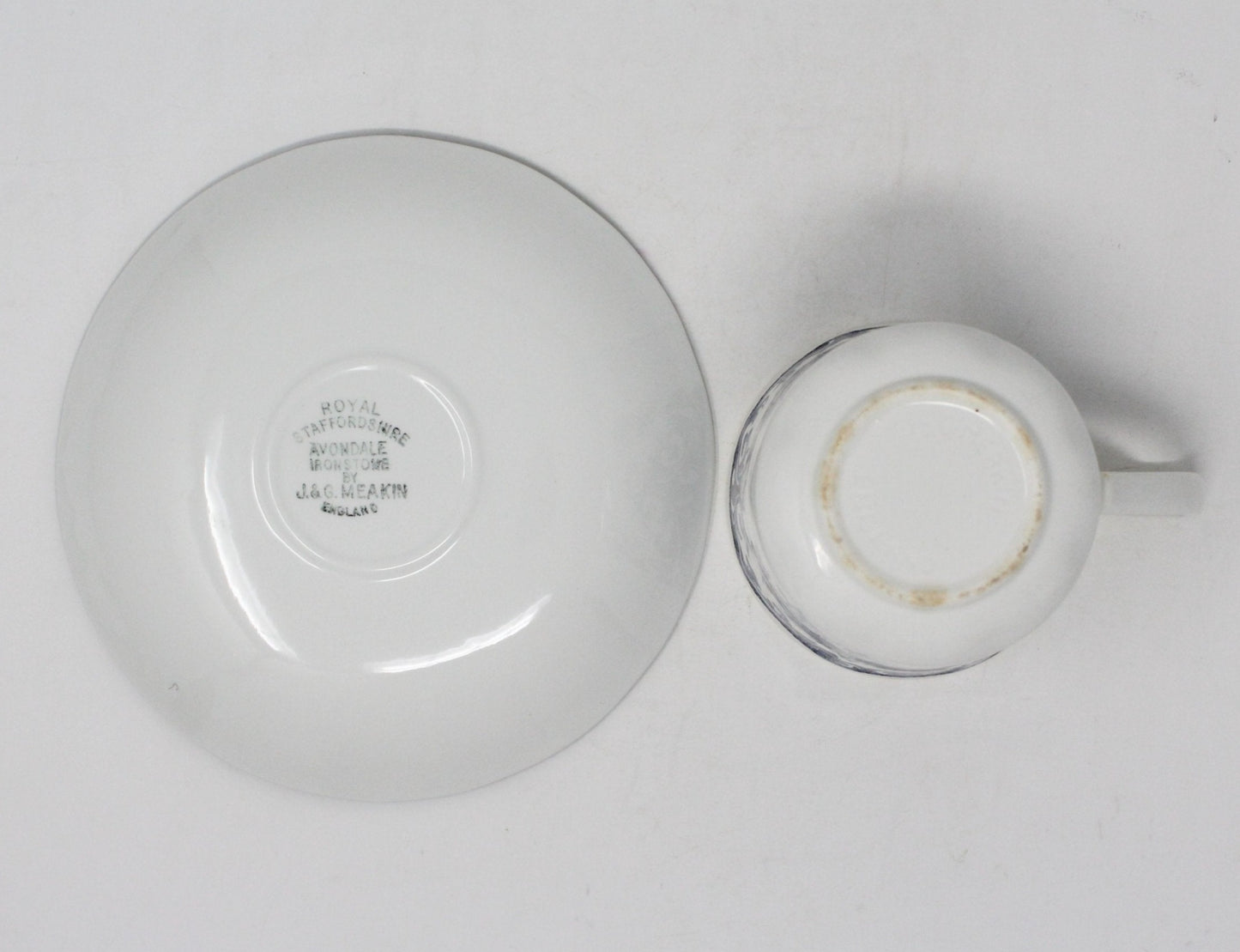 Coffee Cup and Saucer, J&G Meakin, Avondale Blue, Ironstone, Set of 2, Vintage