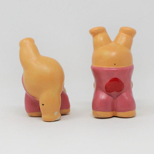 Figurine, Tumbling Yoga Bears with Hearts, Set of 2 Porcelain, Vintage