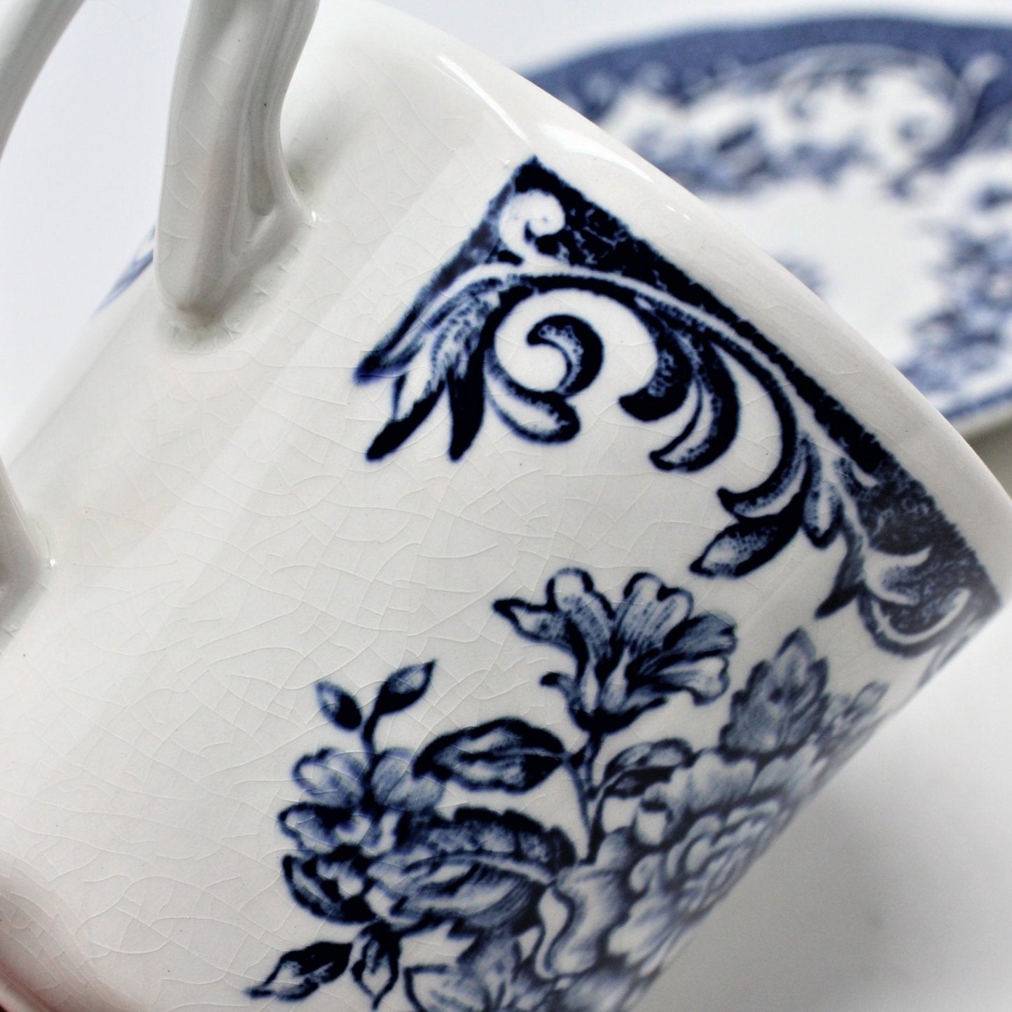 Coffee Cup and Saucer, J&G Meakin, Avondale Blue, Ironstone, Set of 2, Vintage