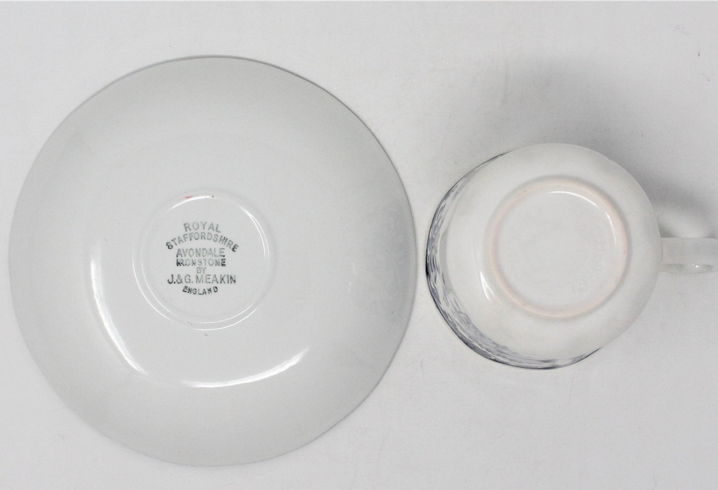 Coffee Cup and Saucer, J&G Meakin, Avondale Blue, Ironstone, Set of 2, Vintage