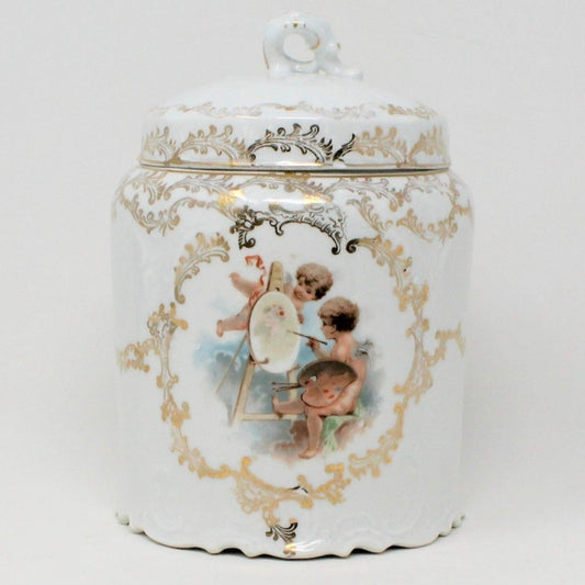 Canister / Biscuit Jar, Rosenthal Sanssouci, Cherub Angels, Germany, Antique RARE, SOLD
