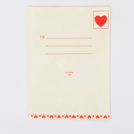 Greeting Card / Valentine's Day Card, Boy & Dog on Red Wagon, Hallmark Self Mailer, Unused, Vintage