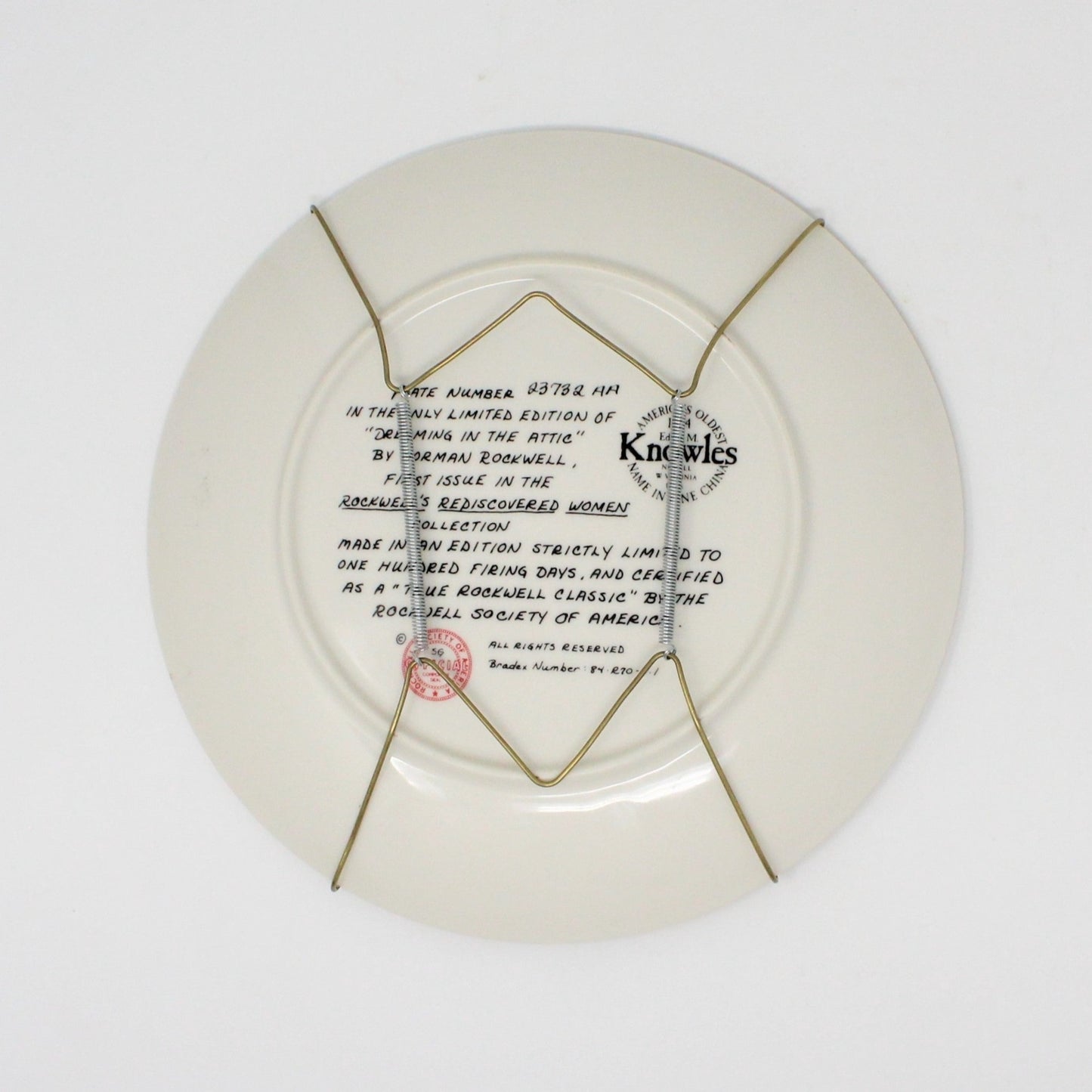 Decorative Plate, Knowles, Norman Rockwell, Dreaming in the Attic, Vintage