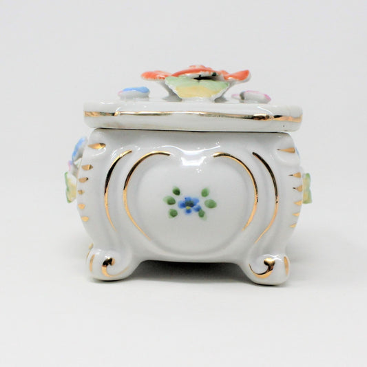 Porcelain Trinket Box, Vanity Decor, TT Takito, Vintage Japan