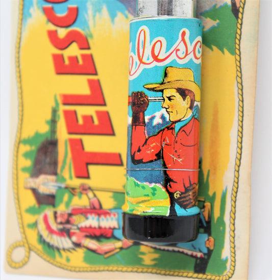 Telescope, Toy Cowboy and Indian Tin Litho Telescope, 1950's Japan NOS