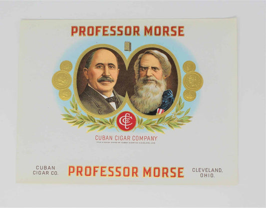 Cigar Box Label, Professor Morse, Original Lithograph, NOS 1920's, Vintage