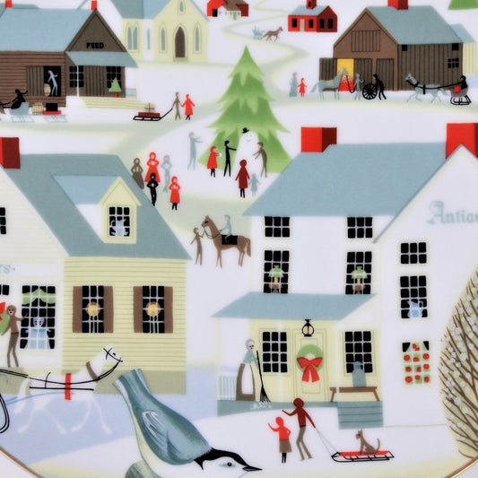 Decorative Plate, Betsey Bates, Christmas The Village Antique Shop, Vintage 1986