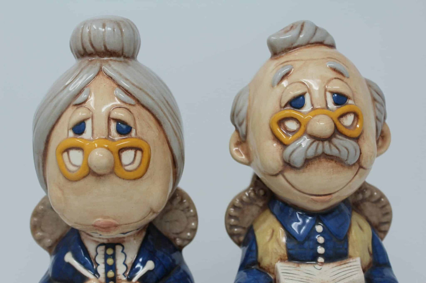 Bookends, Grandma and Grandpa (Old Man / Old Woman), Vintage Ceramic