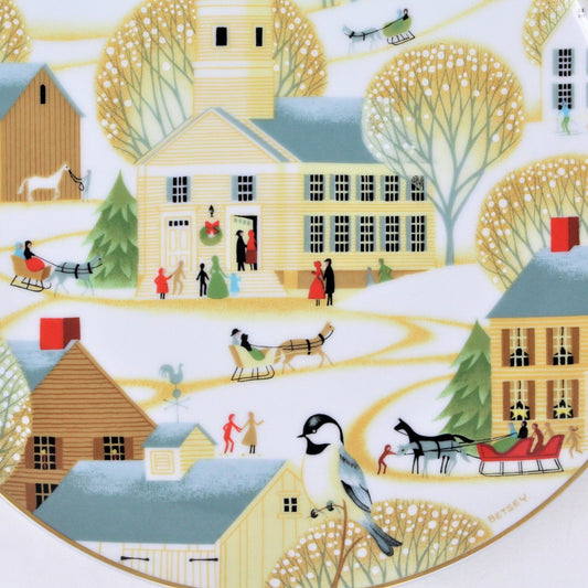Decorative Plate, Betsey Bates, Christmas The Village Church, Annual Plate, Vintage 1984