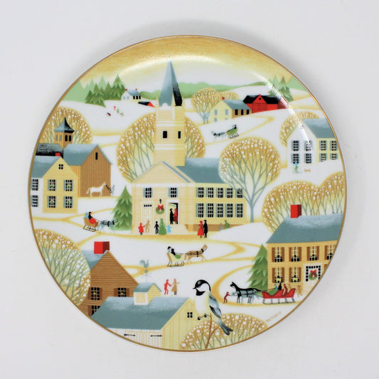 Decorative Plate, Betsey Bates, Christmas The Village Church, Annual Plate, Vintage 1984