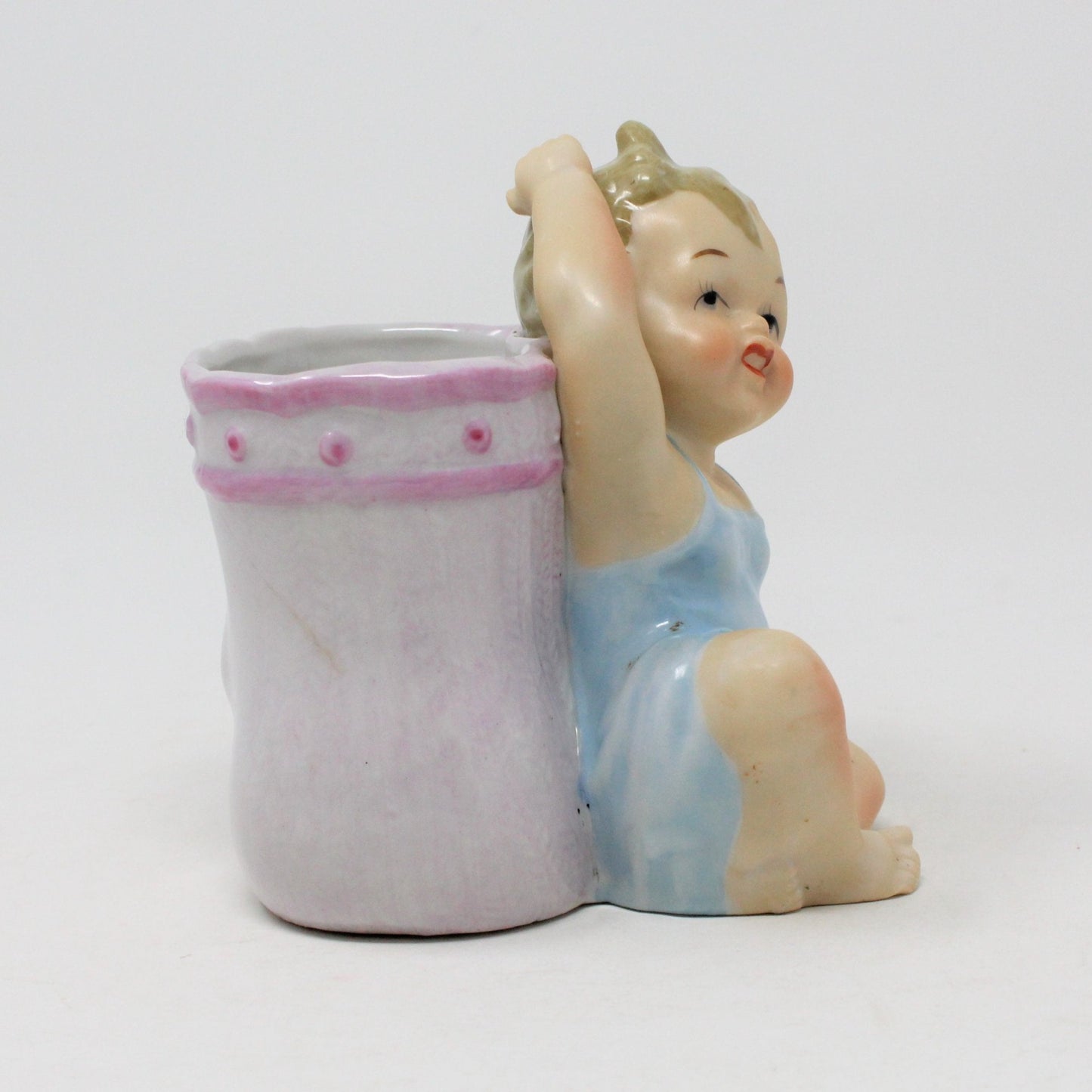Planter / Baby Nursery, Napco Hand Painted Baby Bootee, Porcelain, Vintage