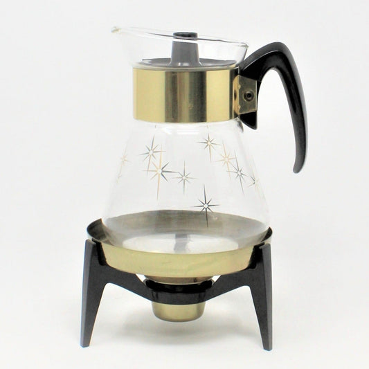 Carafe / Coffee Server, Corning, Atomic Starburst, Warming Stand, Vintage