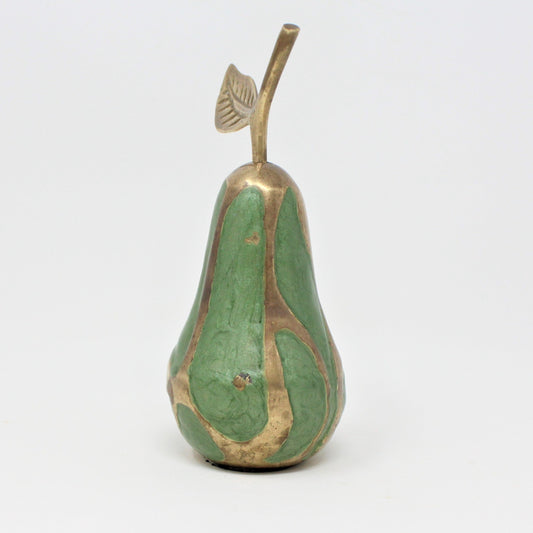 Paperweight, Pear, Brass Enamel Cloisonné, Vintage, SOLD