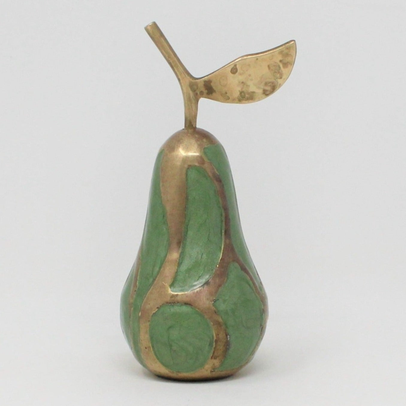 Paperweight, Pear, Brass Enamel Cloisonné, Vintage, SOLD