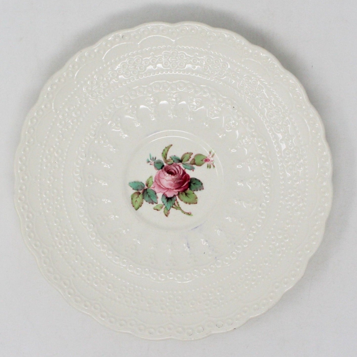 Vintage Saucer by Spode Copeland for Sale. In Billingsley Rose Pattern, (Old Backstamp), Classic Tableware, Romantic Pink Rose, English Earthenware, Vintage: 1944