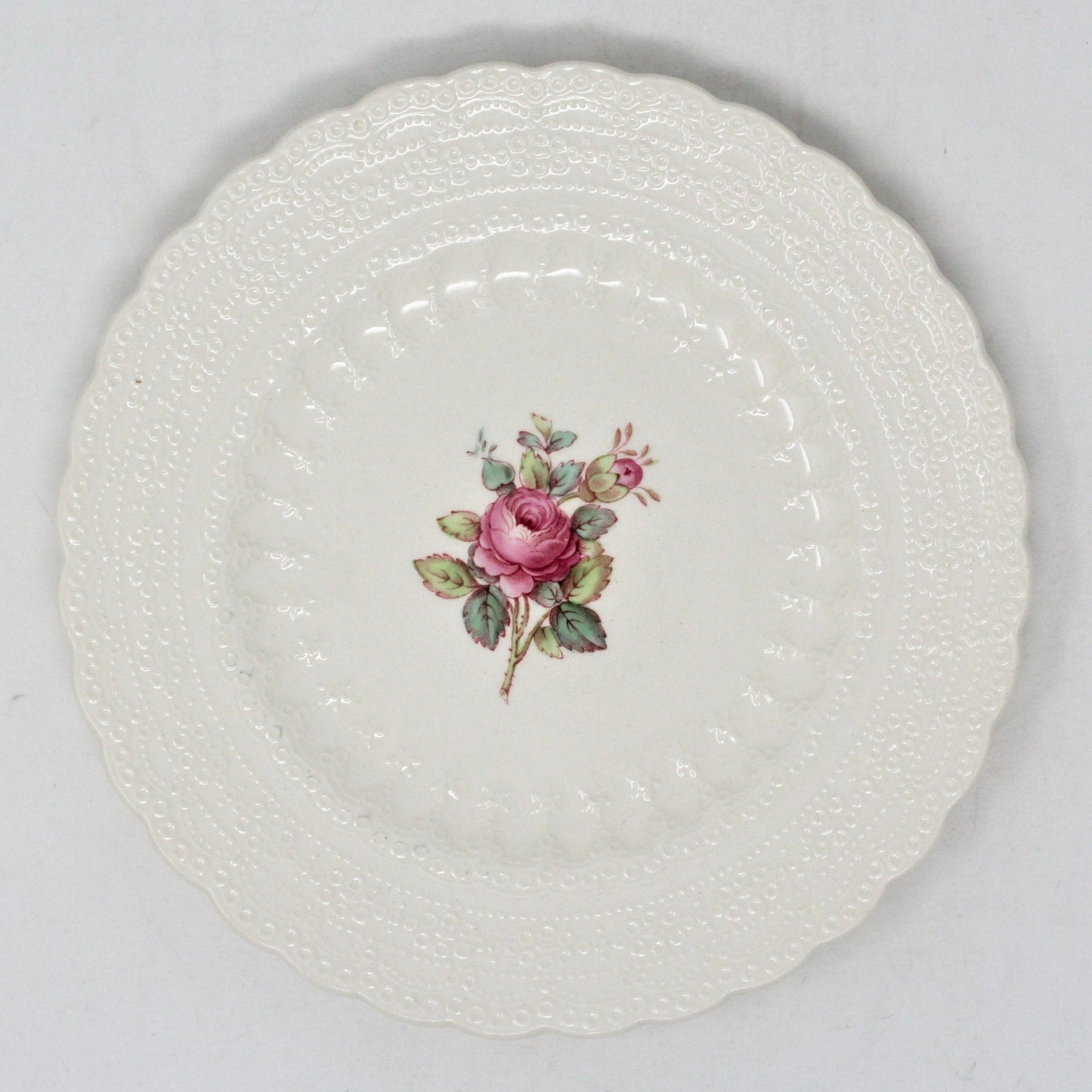Vintage Bread & Butter Plate by Spode Copeland for Sale.  In Billingsley Rose Pattern, (Old Backstamp), Classic Tableware, Romantic Pink Rose, English Earthenware, Vintage: 1944