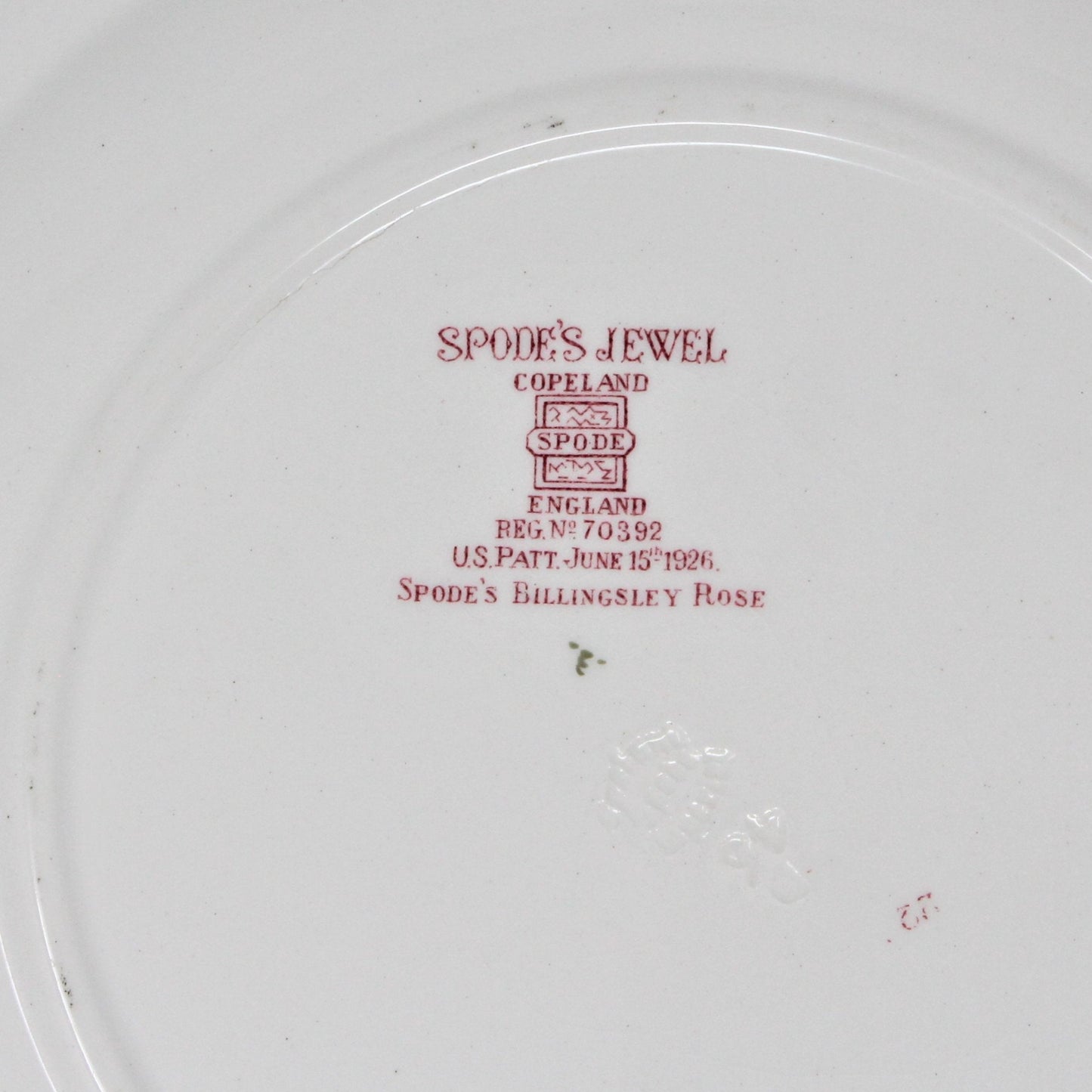 Dinner Plate, Spode Copeland, Billingsley Rose, Earthenware, Vintage 1946