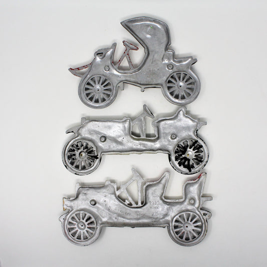 Wall Decor: Midwest Antique Cars, Cast Metal Plaques, Set of 3, USA, Vintage 1970s - SOLD