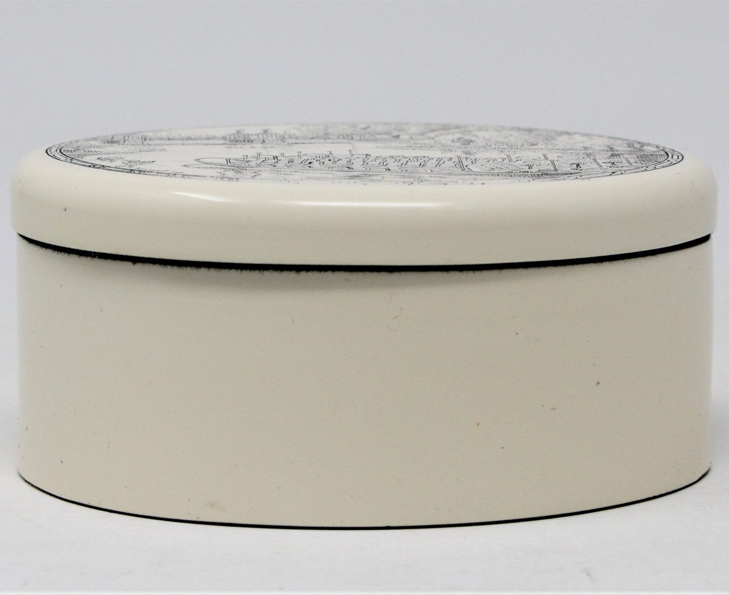 Trinket Box, Scrimshaw Style, Hand Carved, Swan Boats, Signed, 1994