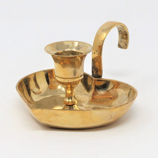 Candle Holder / Chamberstick, Heart Shaped, Brass Taper, India