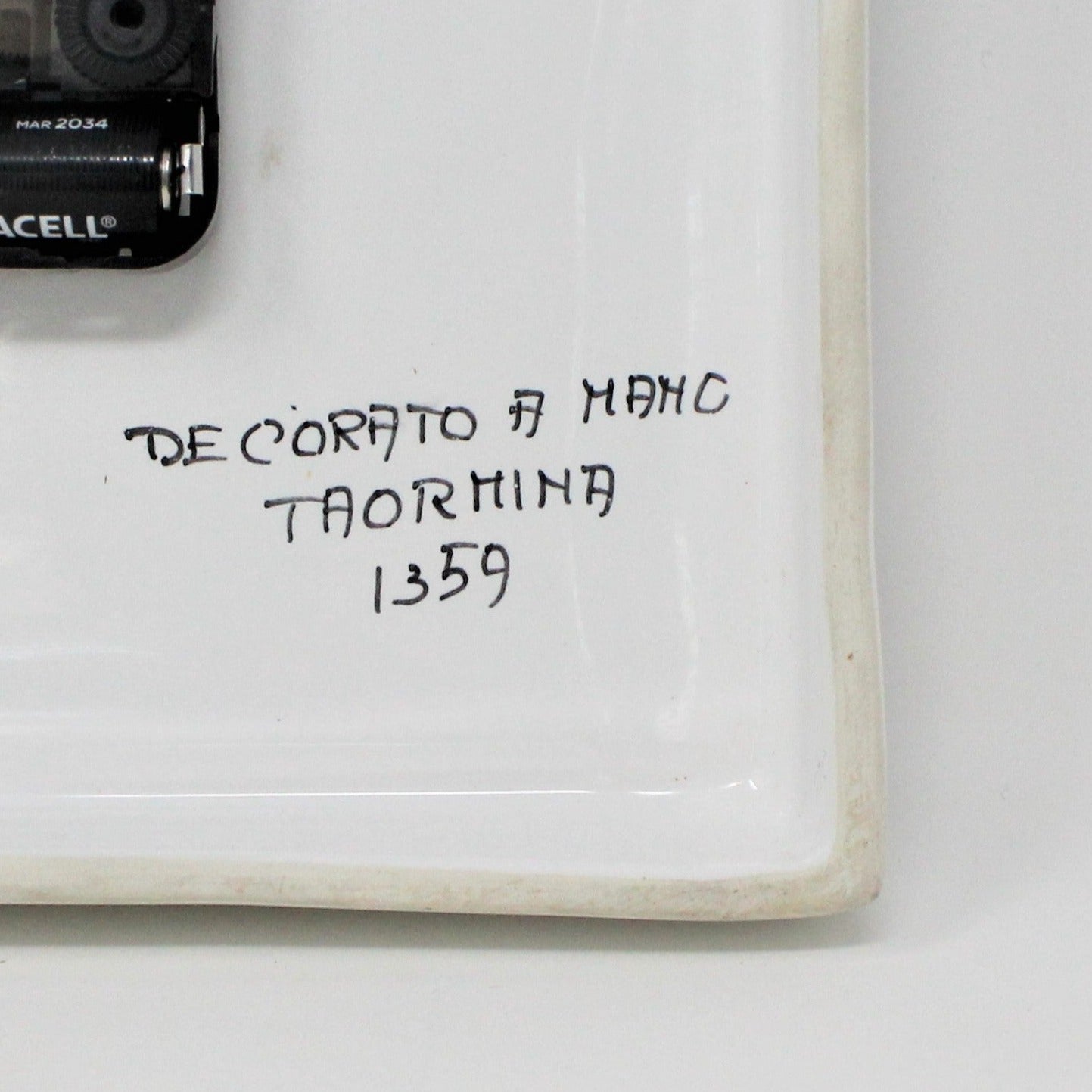 Clock, Ceramic Hand Painted Wall Clock with Thistle Flowers, Blue & White, Vintage Italy, SOLD