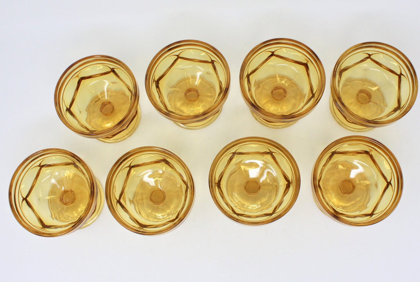 Champagne / Low Sherbet, Anchor Hocking, Fairfield Amber Glass, Set of 8, Vintage