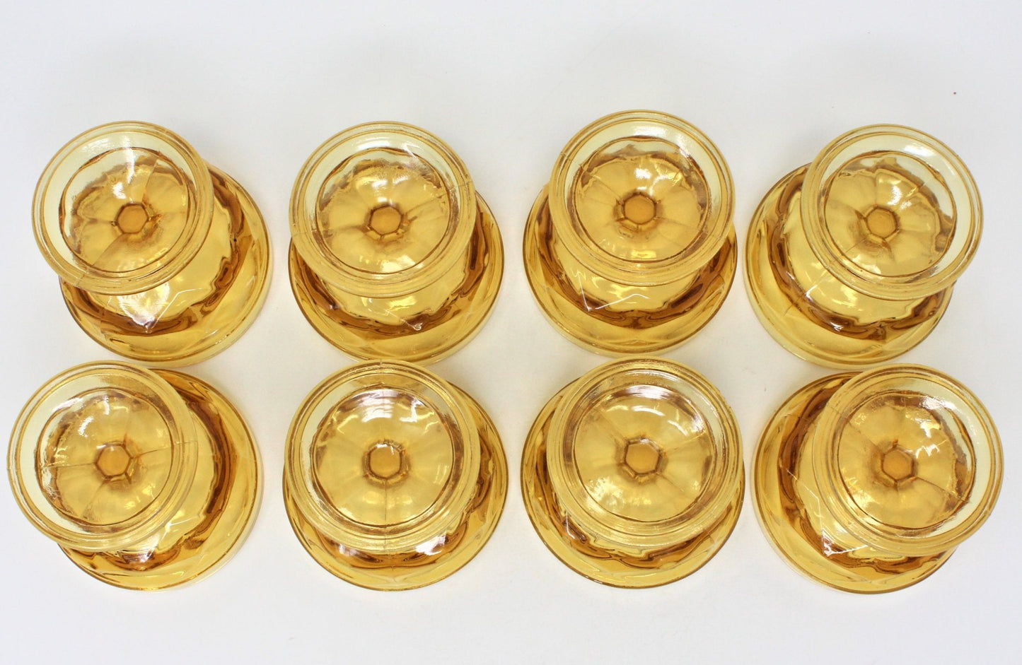 Champagne / Low Sherbet, Anchor Hocking, Fairfield Amber Glass, Set of 8, Vintage