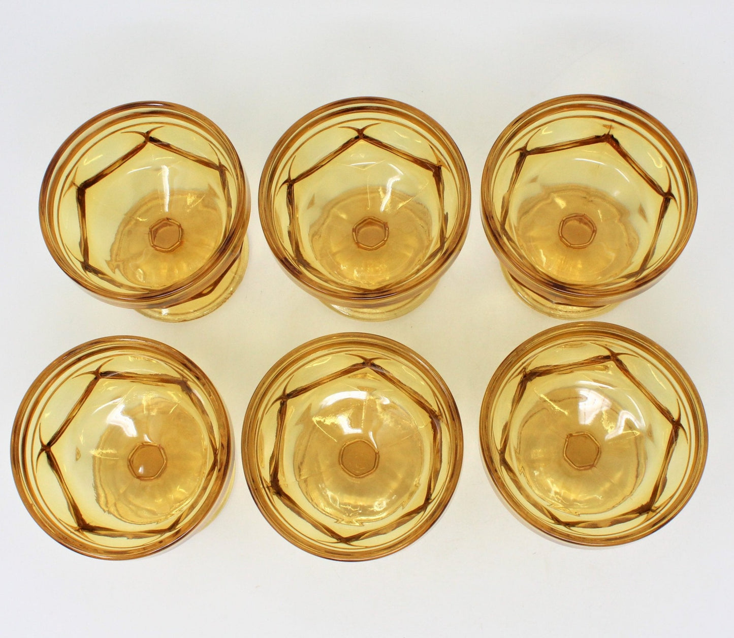 Champagne / Low Sherbet, Anchor Hocking, Fairfield, Amber Glass, Set of 6, Vintage