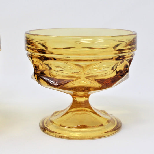 Champagne / Low Sherbet, Anchor Hocking, Fairfield Amber Glass, Set of 8, Vintage