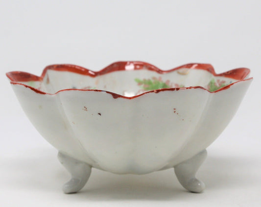 Bowl, Hand Painted, Geisha Girl Moriage, Satsuma Kutani, 3-Footed Bowl, Vintage